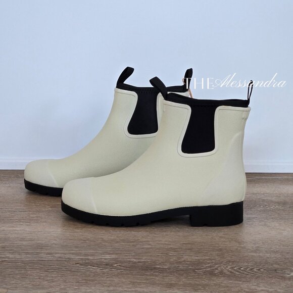 Quince Waterproof Ankle Rain Boots Stone Cream Chelsea Style Sz 8 New With Tags - Picture 12 of 13